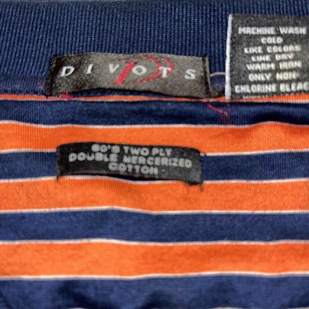 Divots Driway NCAA Mens Orange/Blue Striped Embroidered | Auburn Polo Shirt Xl‎